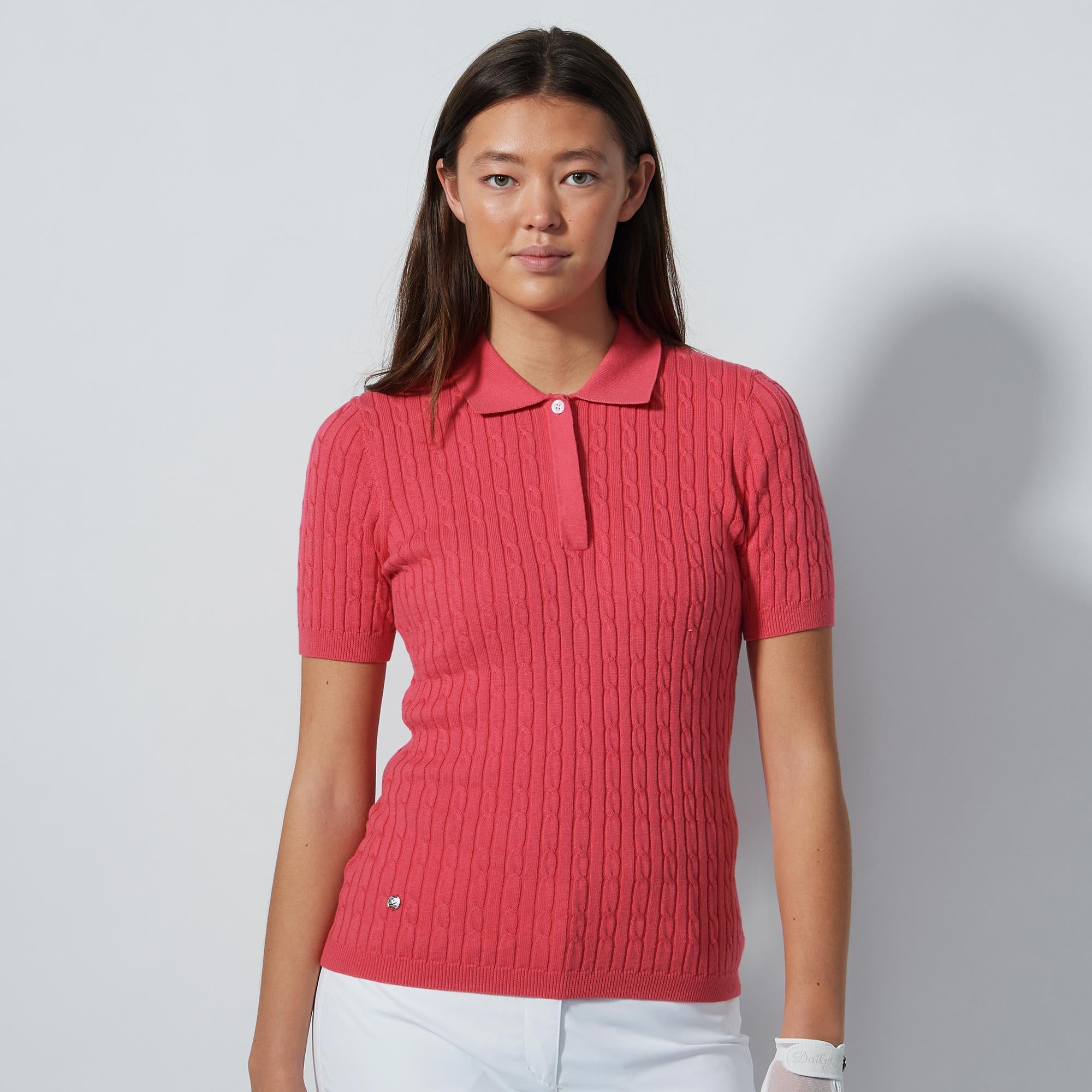 Daily Sports Madelene Knitted Ladies Golf Polo Shirt Intense Coral
